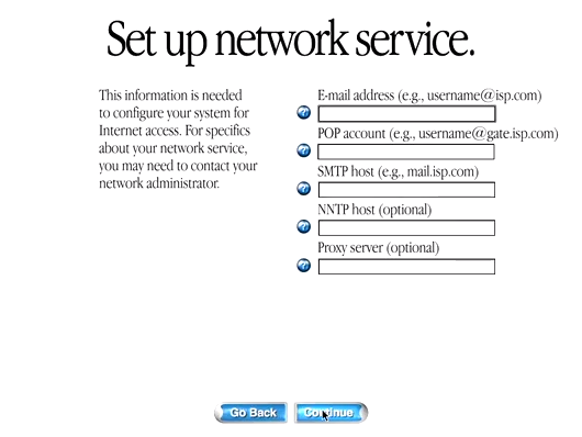 Mac OS 9 Setup: Contact your network administrator (1999)